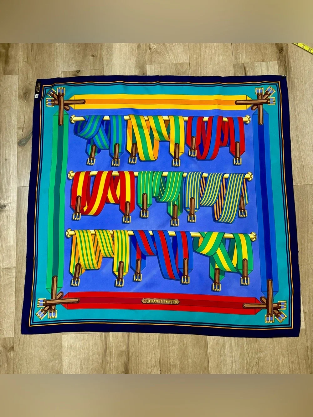 Vintage Hermes Les Sangles Forever Silk Scarf (34.5” X 34.5”) - Picture 3 of 11